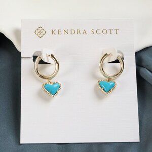 💕 Kendra Scott Ari Heart Turquoise Earrings Gold